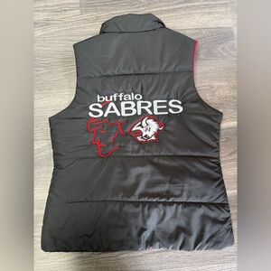 Vintage 90’s Buffalo Sabres Puffer Vest Black, Red & White Embroidery Small